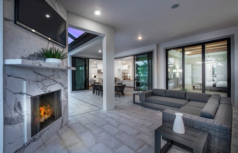 Optional outdoor living space with fireplace