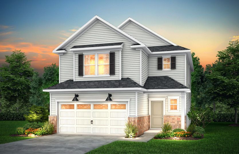 Harris Exterior LC2H features siding, brickstone accents, covered front porch and 2 car garage