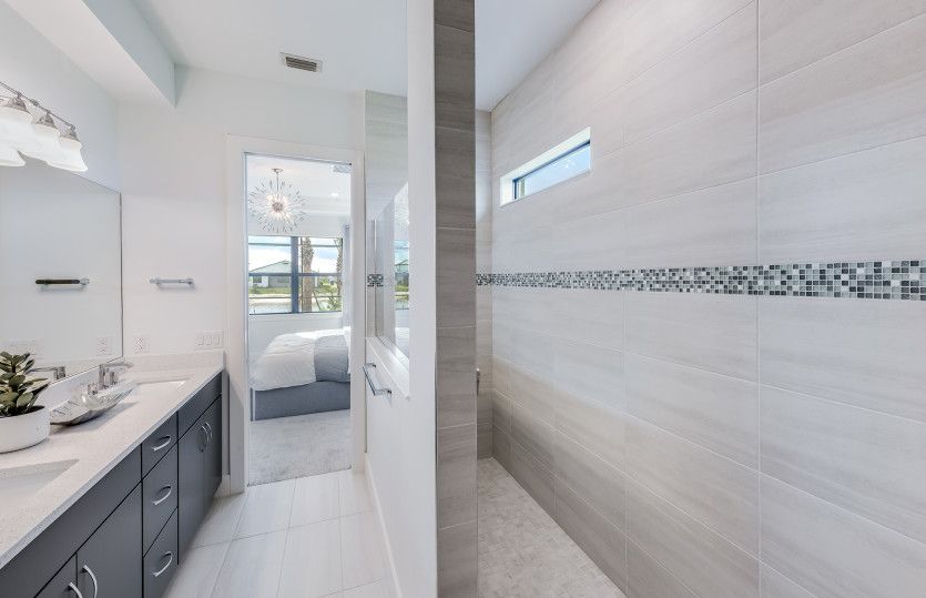 Owner's bathroom with dual sink vanity