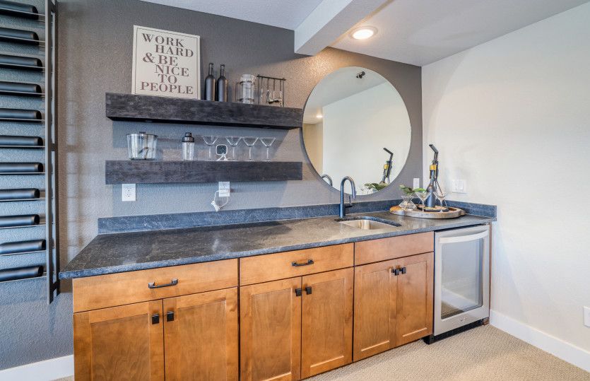 The optional wet bar makes this space ideal for entertaining.