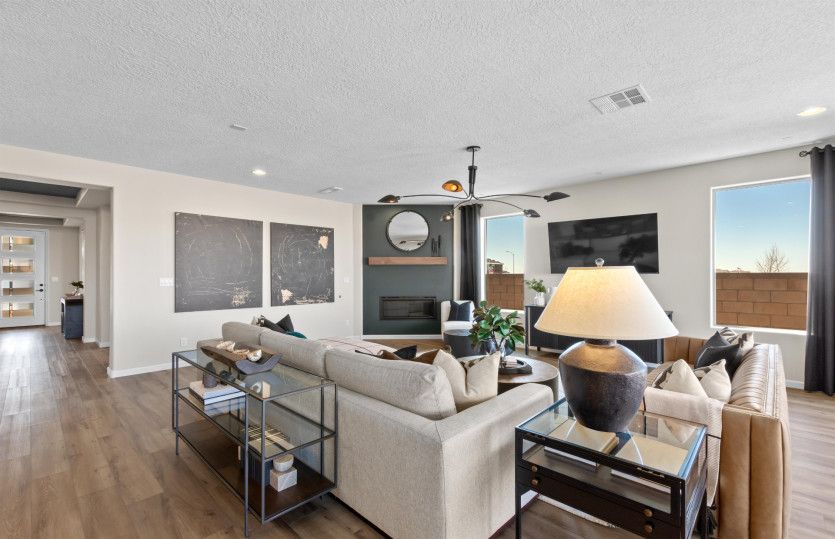 Host movie nights with friends and family in this space that was designed for entertaining.