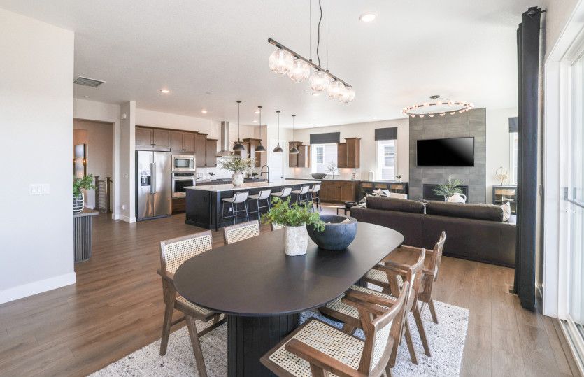 The Ferrara boasts a wide-open floor plan that seamlessly connects the kitchen, café, and gathering