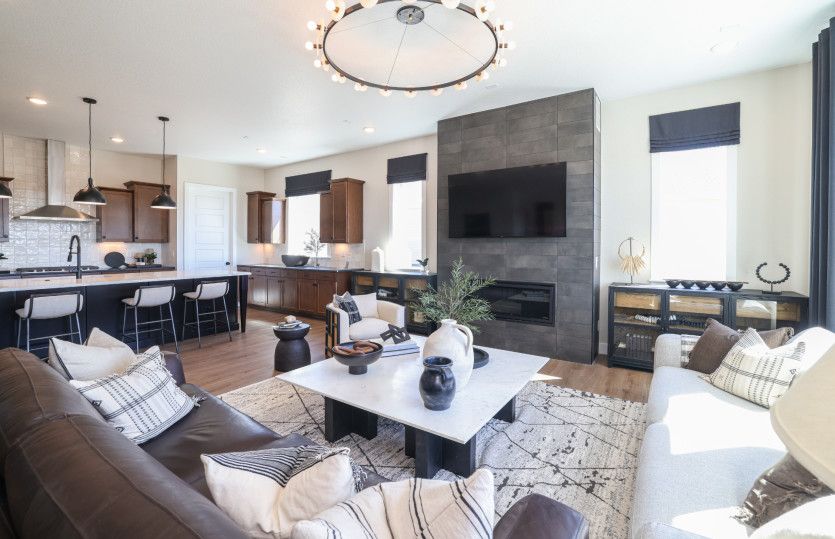 Enhance this space with an interior fireplace shown here with stunning tile detailing.