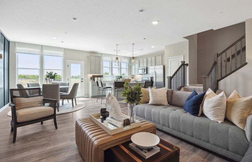 Gazing into the dining room, which flows effortlessly from the gathering room to the kitchen.