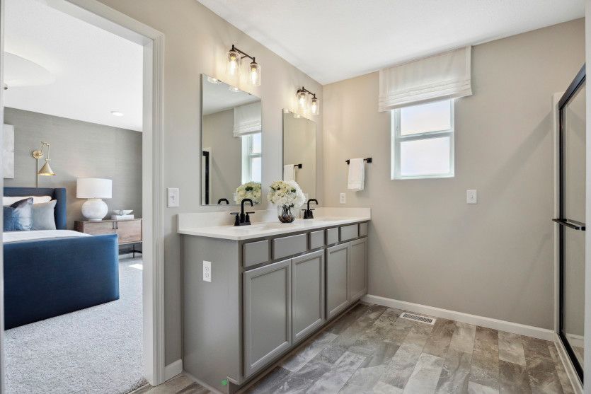 Walk right into your own private bathroom, equipped with a walk-in closet