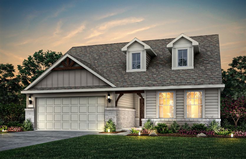 Exterior N with stone accents and a 2-car garage