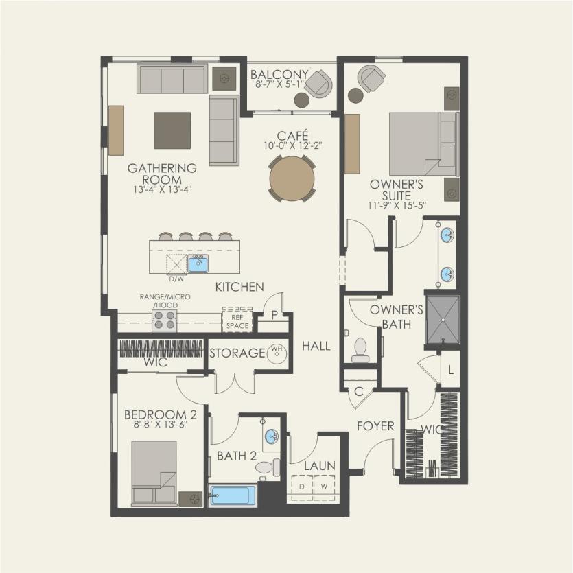 First Floor 2 br / 2 ba