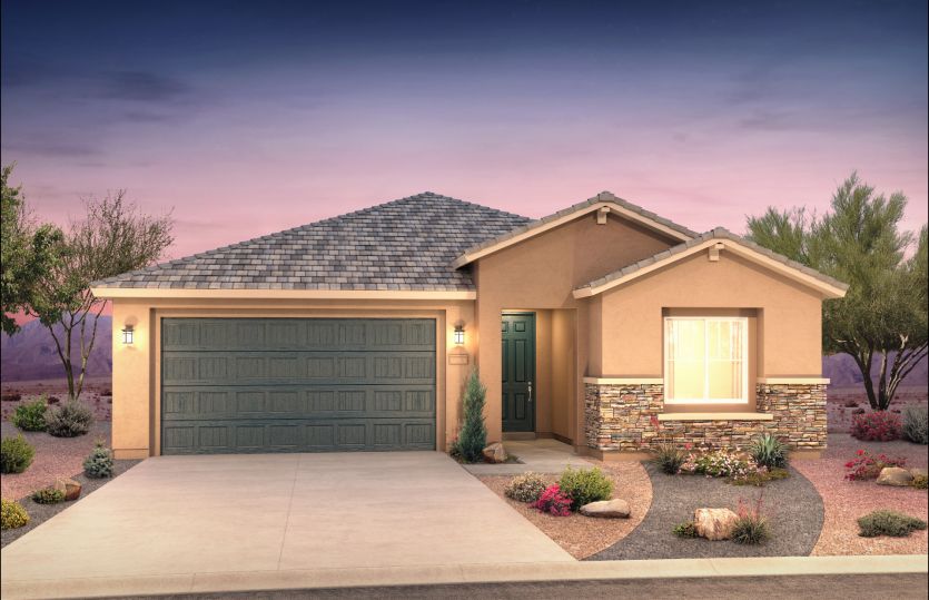 Elevation B with stone accent