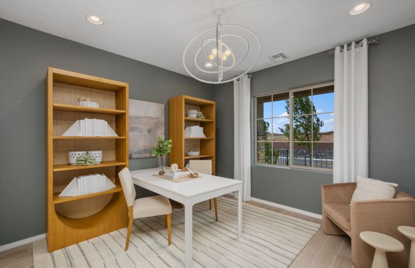 The den of the Trento home design can be used as a private home office, a sitting room, hobby space