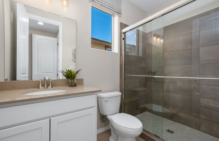 The downstairs suite also features it's own bath with a walk-in shower.