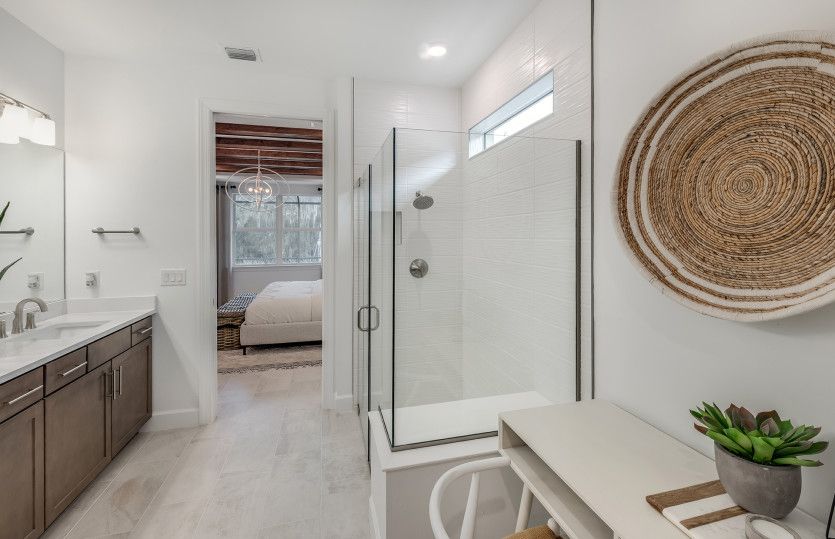 Owner's bathroom with double sink vanity