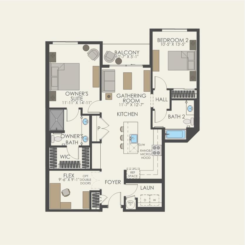 First Floor 2 br / 2 ba