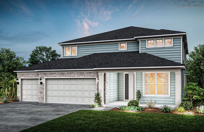 Traditional with Stone Elevation | TD2 with Stone