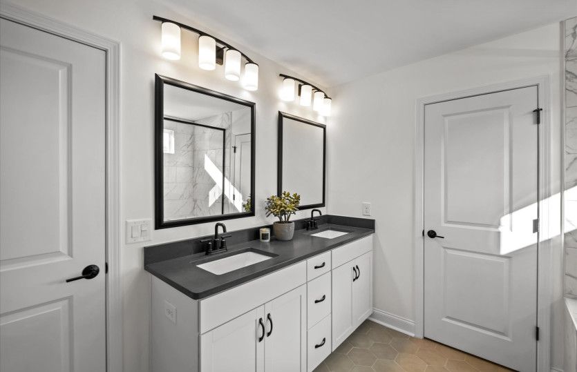 Owner's Bath with Dual Bowl Vanity and Walk-In Shower