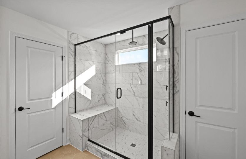Owner's Bath with Dual Bowl Vanity and Walk-In Shower