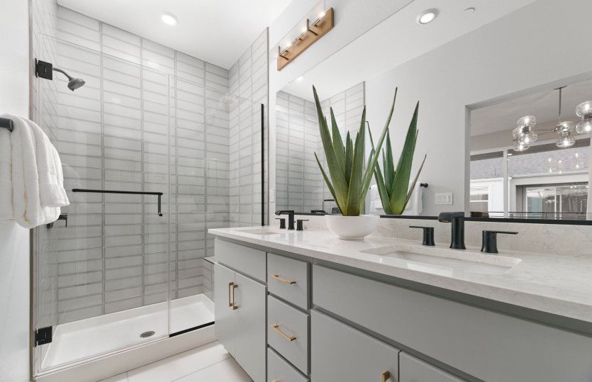 Owner's bathroom with walk-in shower and double vanity