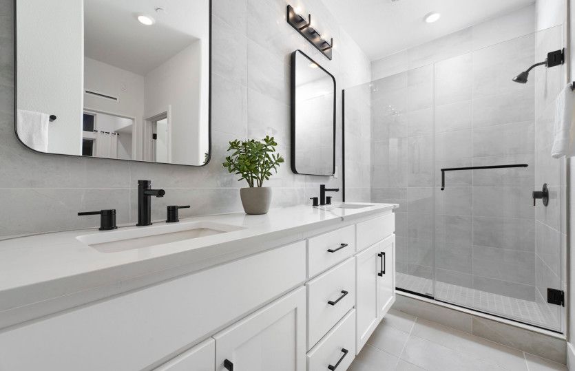Owner's suite bathroom with double vanity
