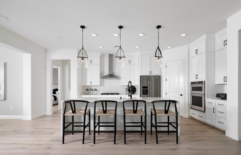Kitchen with waterfall edge island