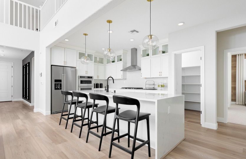 Stunning kitchen with waterfall edge island