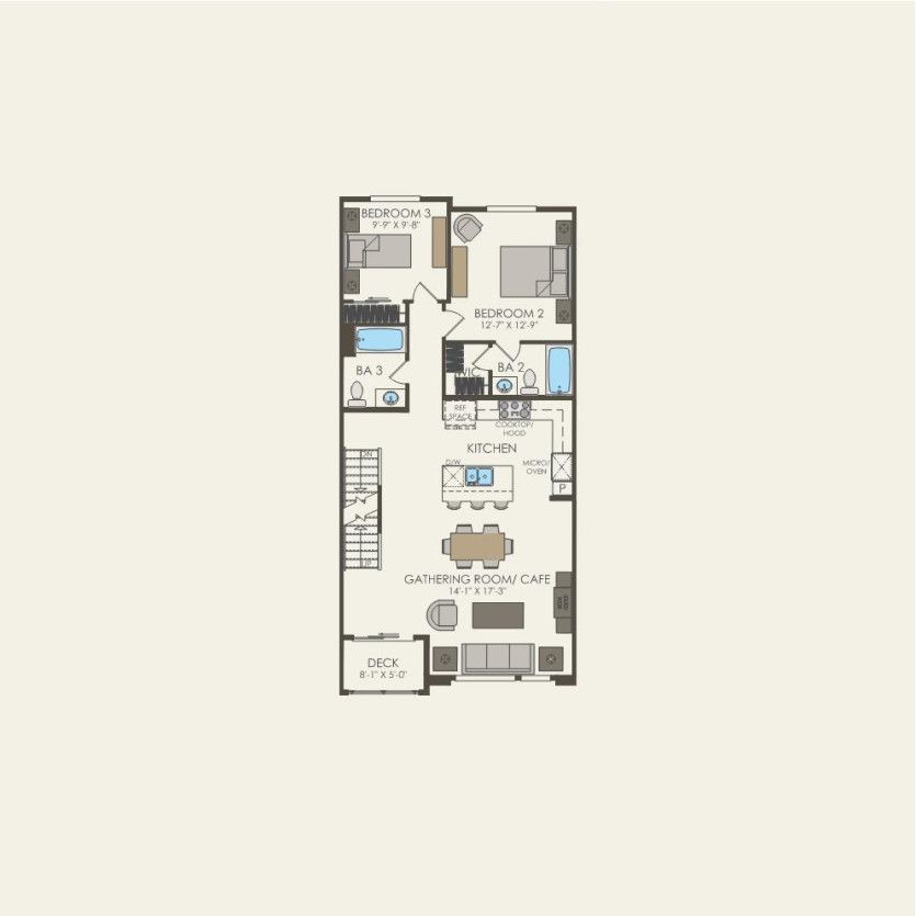 Second Floor 3 br / 3 ba