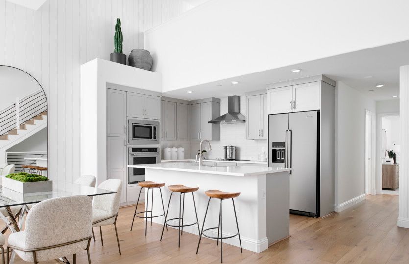 Spacious kitchen with large central island