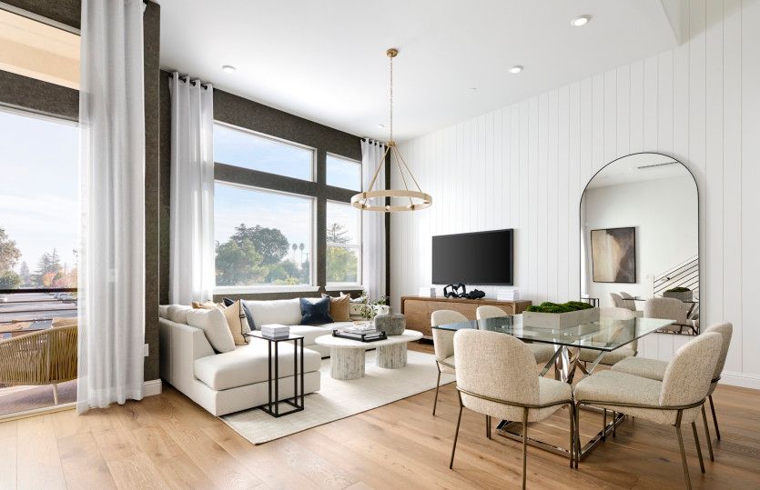 Gathering room open to café area, perfect for entertaining
