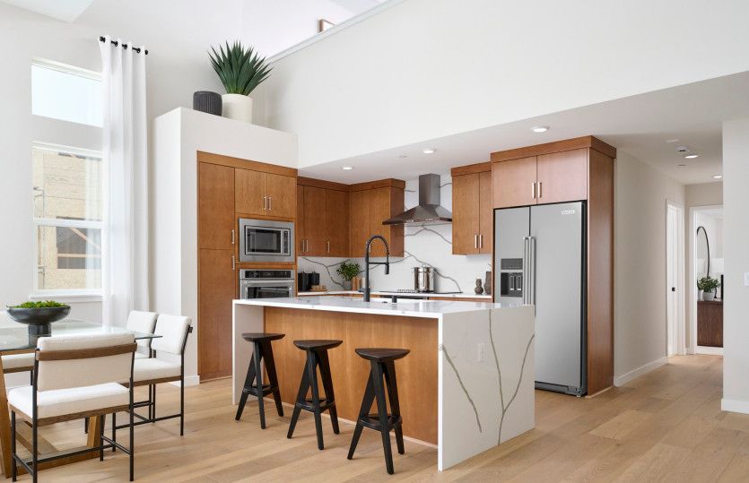 Kitchen with waterfall edge island