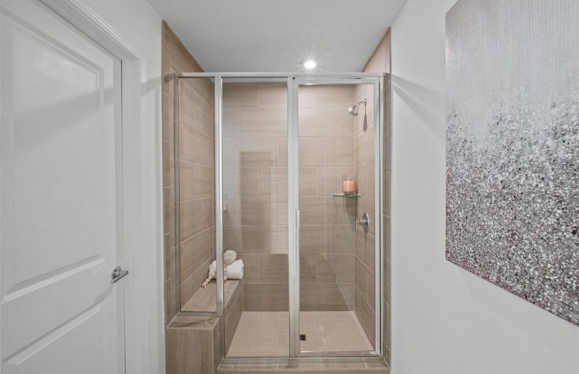 Owner's Bath with Dual Bowl Vanity and Walk-In Shower