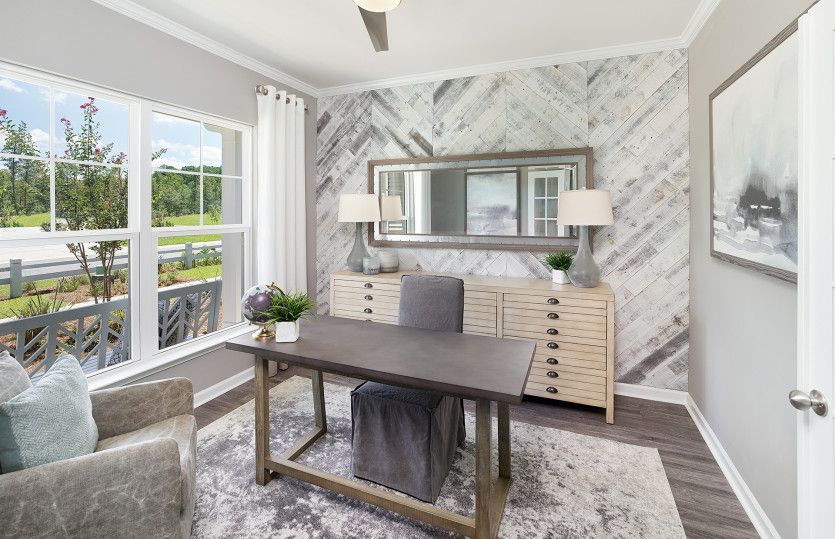 Optional French doors open to flexible space that can be utilized as a study or home office.