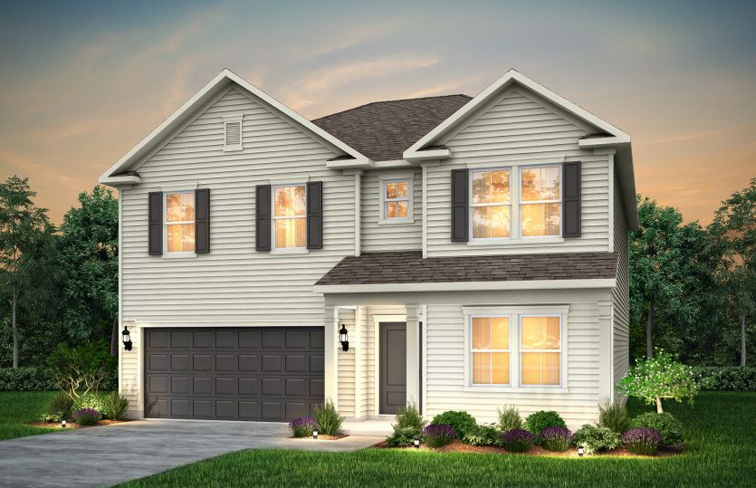 Hampton Exterior LC201 with a 2-car garage and front porch