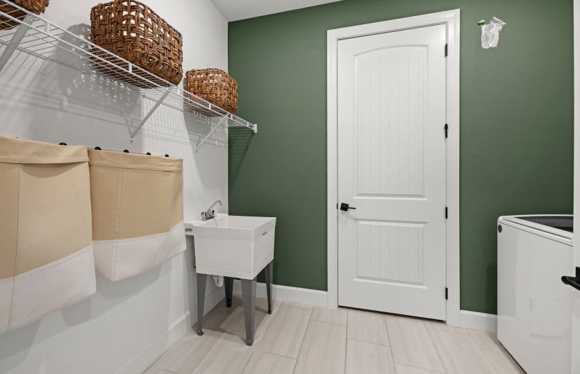 Laundry room with optional sink and shelving