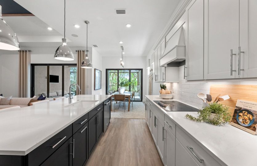 Kitchen with flow-through layout