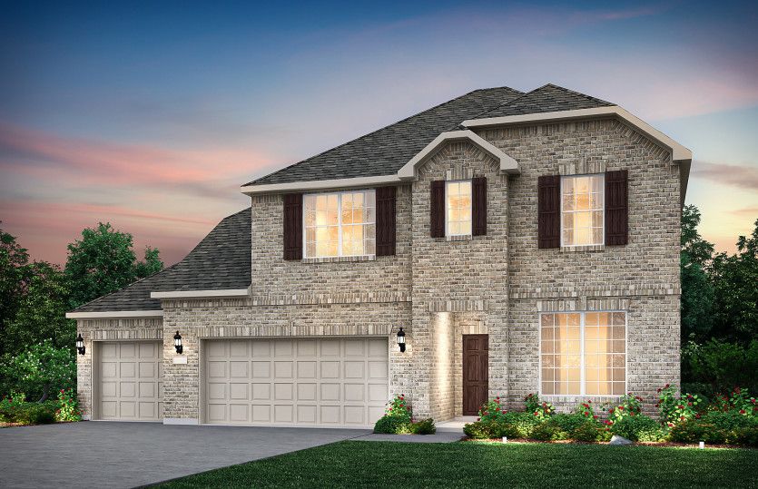 The Lexington, a two-story home with 3-car garage, shown as Home Exterior B