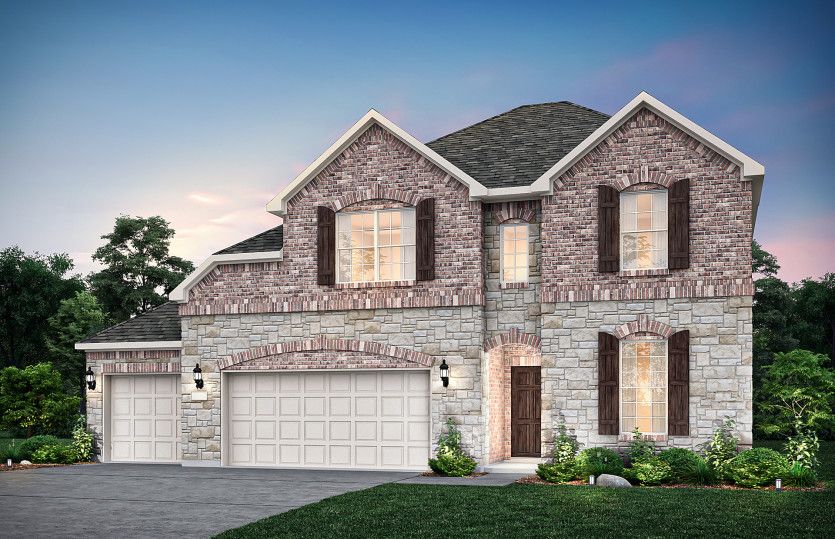 The Lexington, a two-story home with 3-car garage, shown as Home Exterior C