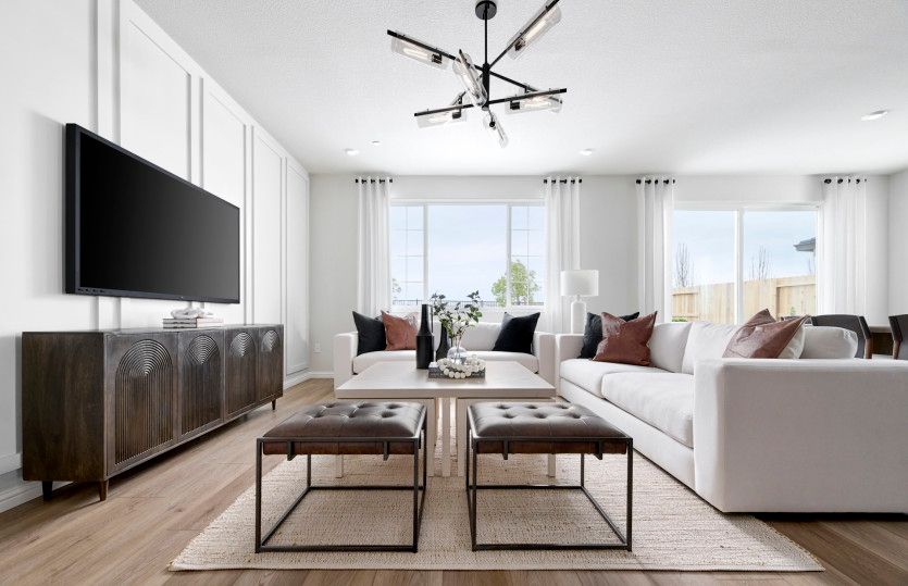 Welcoming gathering room with accent wall
