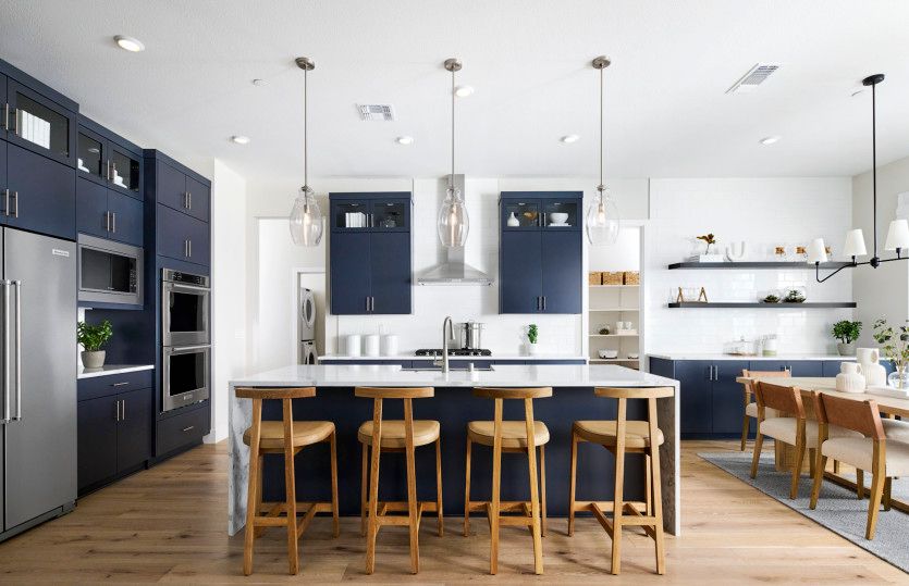 Kitchen with waterfall edge island