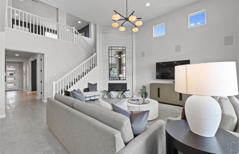 Entertain in the large gathering room that is open to the kitchen.