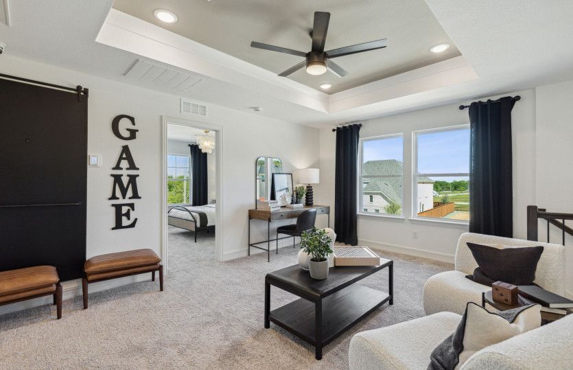 Game Room on Second Floor with Tray Ceiling