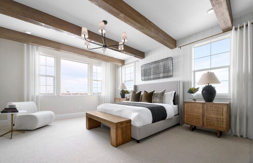 Owner's suite with tall ceilings and large windows