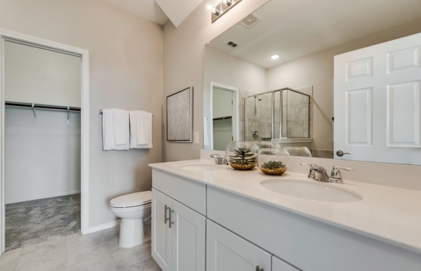 Double vanity in owner's bath