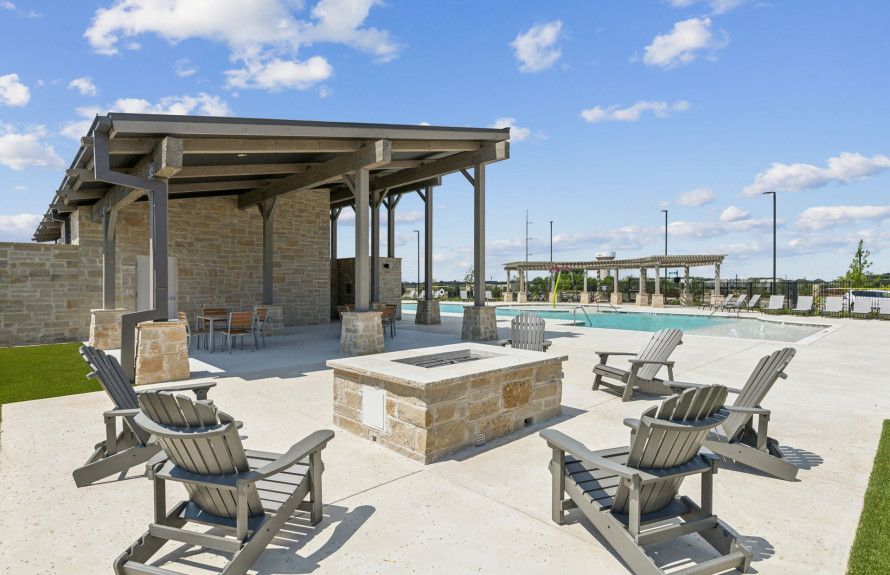 Fire pit by pool