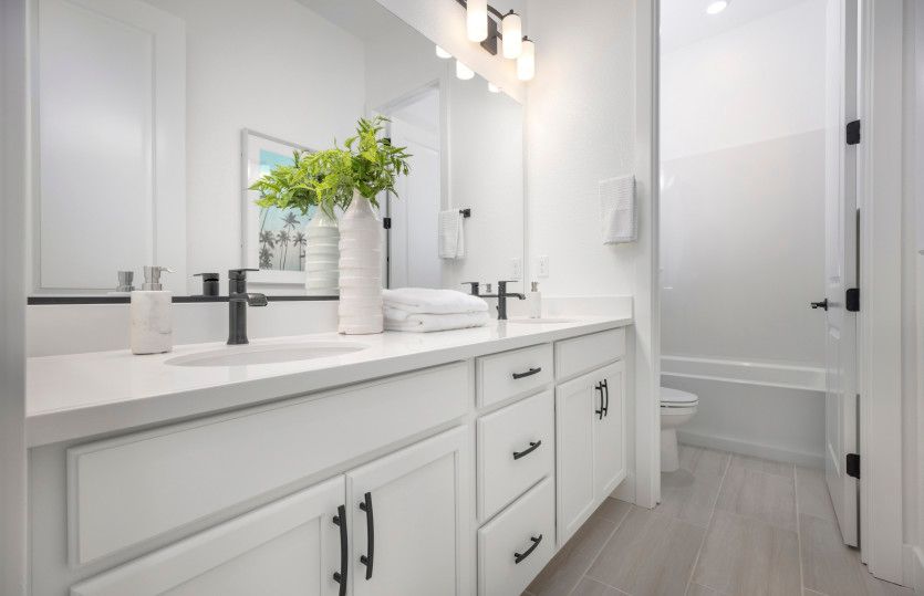 Secondary bathroom with double vanity