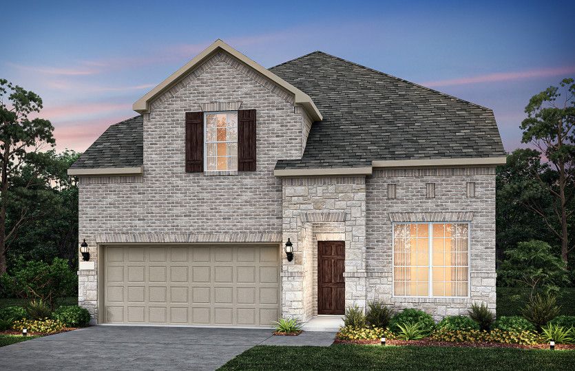 The Riverdale, a two-story home with 2-car garage, shown as Home Exterior C.