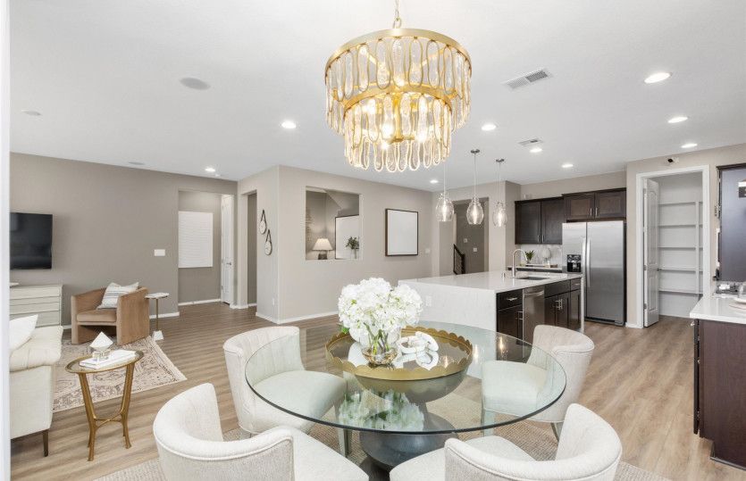 A view of the cafe transitioning into the gathering room.