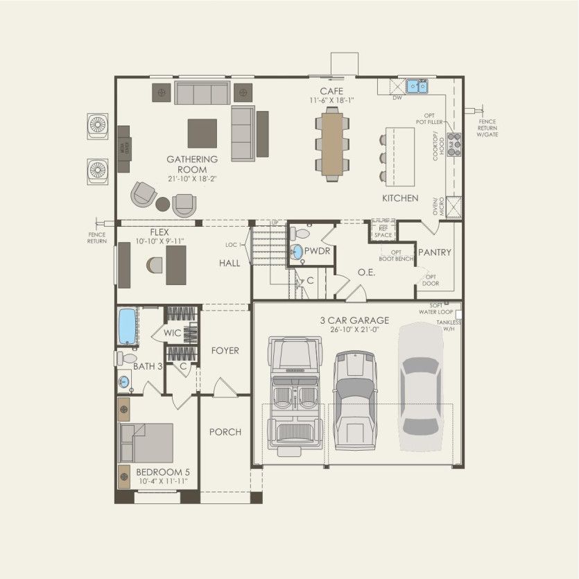 First Floor 5 br / 2.5 ba