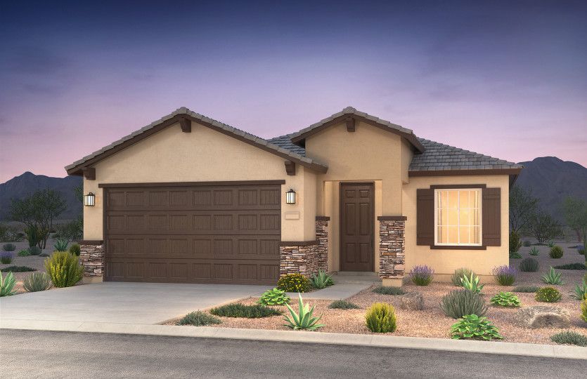 Upgrade your curb appeal with Home Exterior B with stone and window shutters plus many tasteful stuc