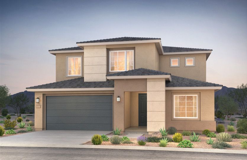 Home Exterior C with contemporary finishes and upgraded flat tile roof