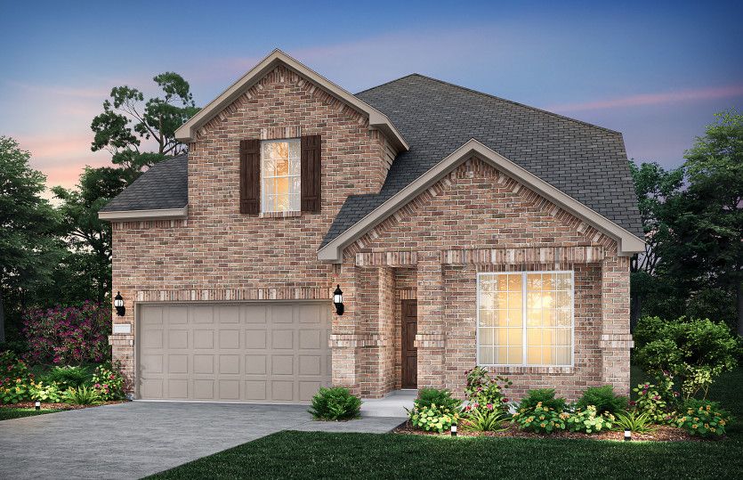 The Riverdale, a two-story home with 2-car garage, shown as Home Exterior A
