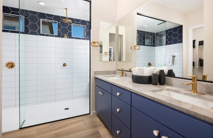 Luxurious Owner's Bathroom with a private shower and dual sinks at the vanity.