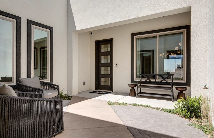 The Patagonia features a quaint courtyard entrance to the home.